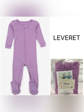 LEVERET - 18/24M - NWT - INFANT GIRLS PURPLE FOOTED PJS / ONESIE